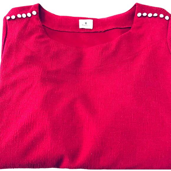 DRESSBARN LONG SLEEVE PULL-OVER TUNIC TOP, WOMENS, 2X, CRANBERRY, ROUND NECK - Picture 2 of 10